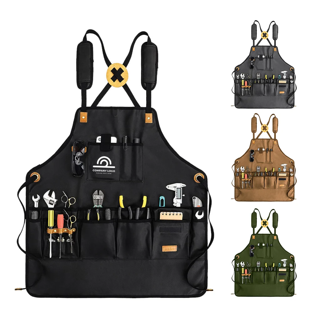 Heavy-Duty Waterproof Canvas Tool Apron With Multi-Pockets 1