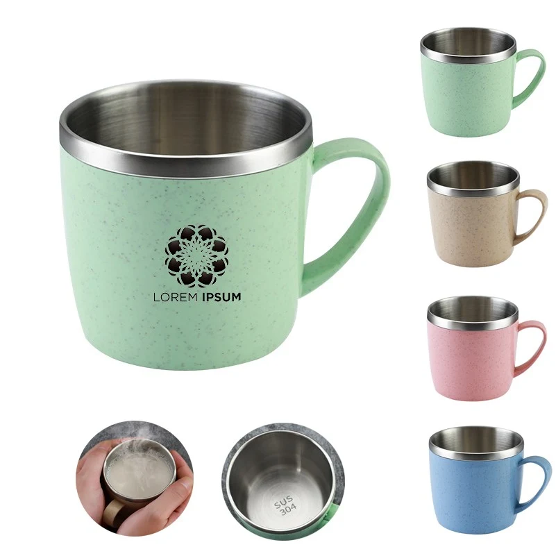 Stainless Steel Coffee Mug with Wheat Straw Shell 1