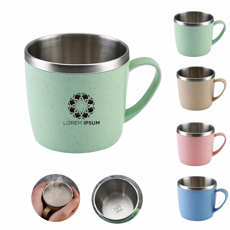 Stainless Steel Coffee Mug with Wheat Straw Shell