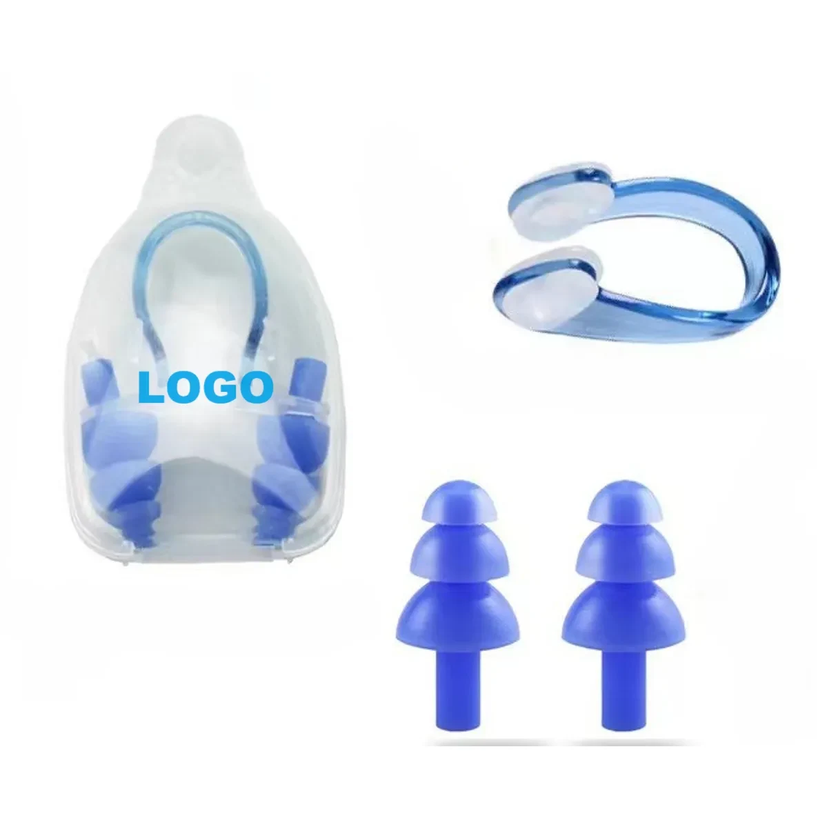 Custom logo silicone Swimming nose clip earplug set 1