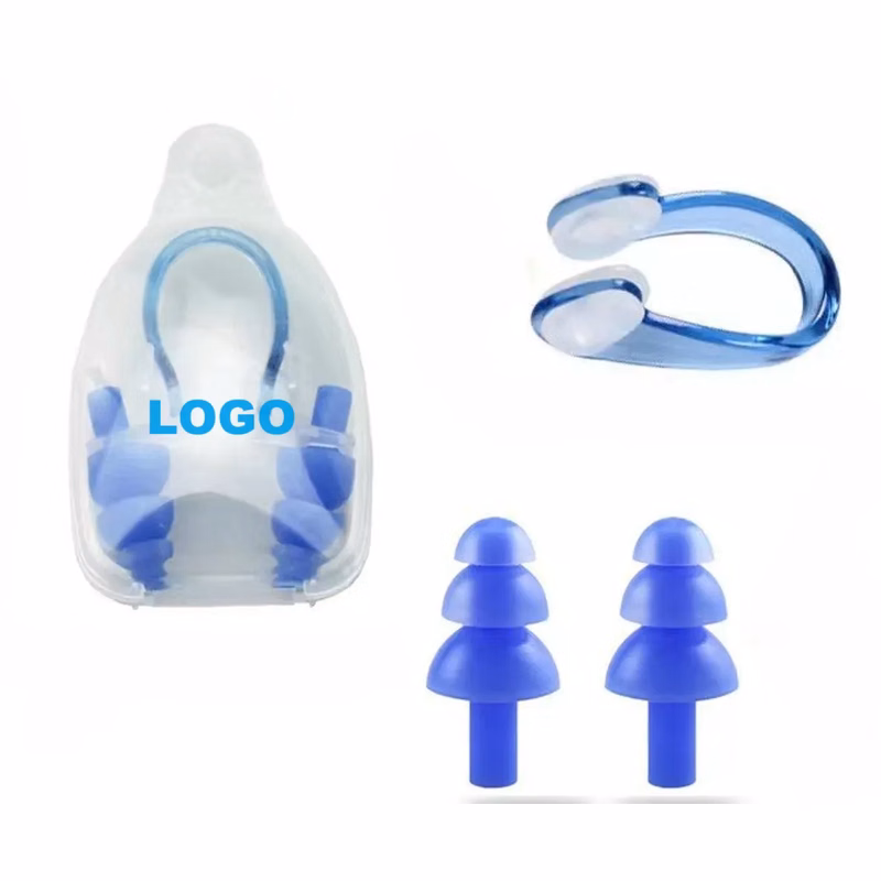 Custom logo silicone Swimming nose clip earplug set