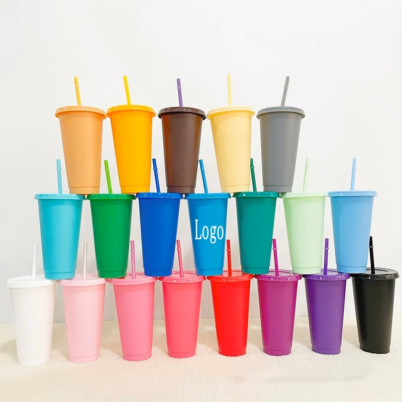 24oz Plastic Tumbler with Straw Lid