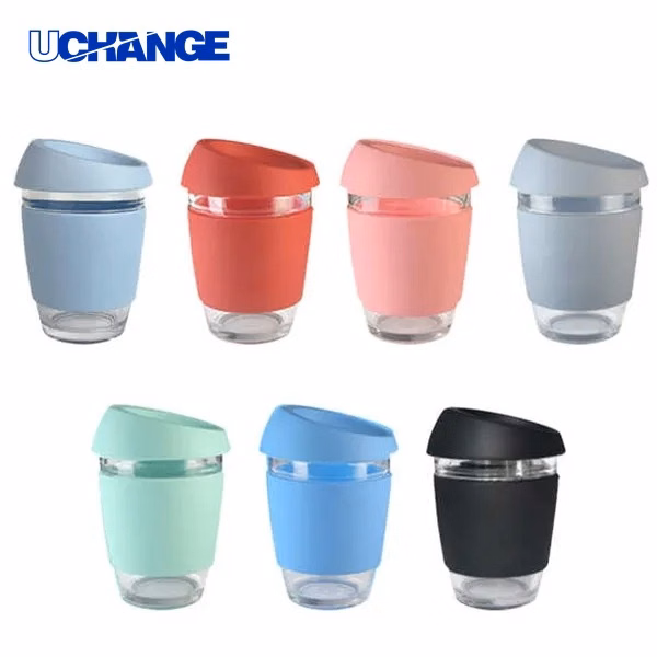 Reusable Glass Coffee Mug Travel Cup with Spill-Proof Lid for Commuting