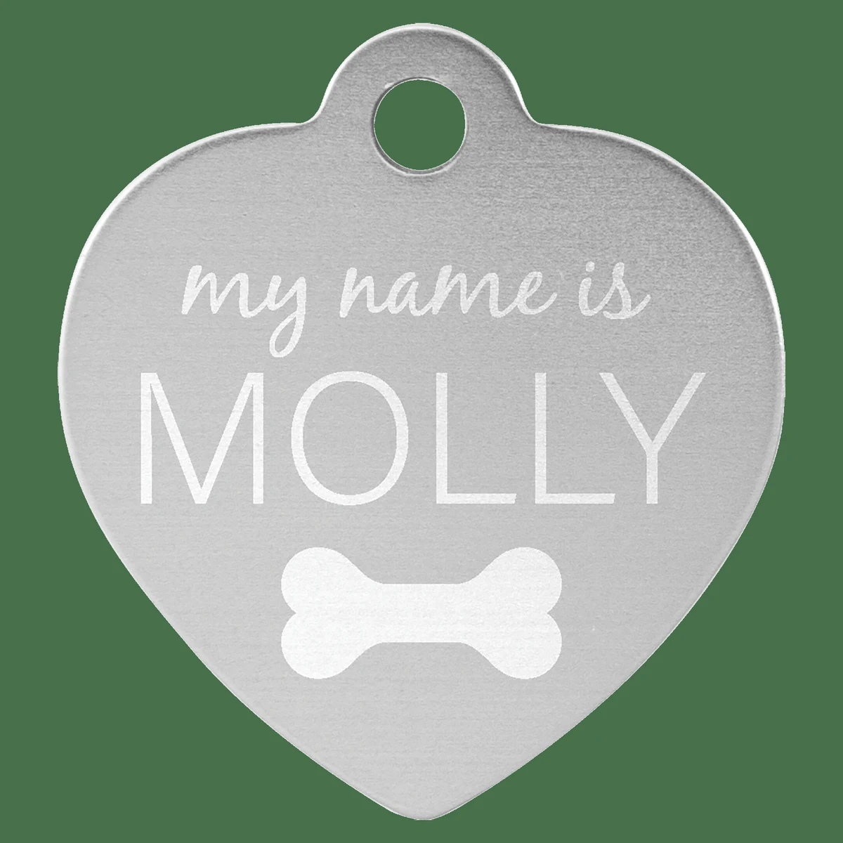1 1/4" x 1 1/4" Silver Anodized Aluminum Heart Pet Tag 1