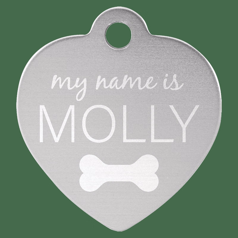 1 1/4" x 1 1/4" Silver Anodized Aluminum Heart Pet Tag