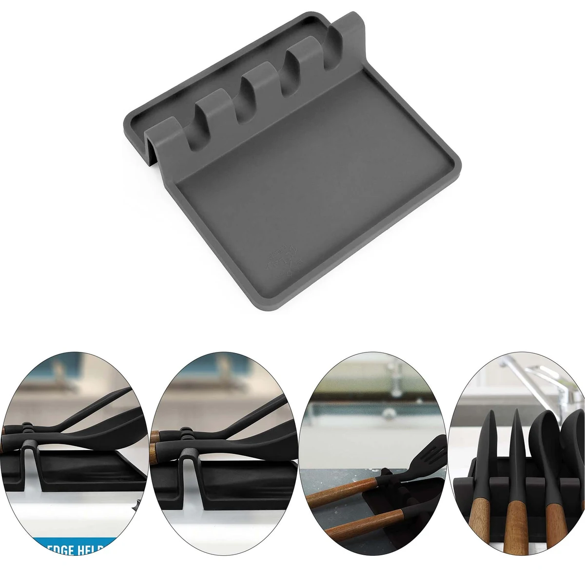Silicone Utensil Rest with Drip Pad for Multiple Utensils 1