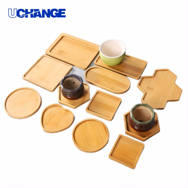 Ceramic Flower Pot Tray Bamboo Mat