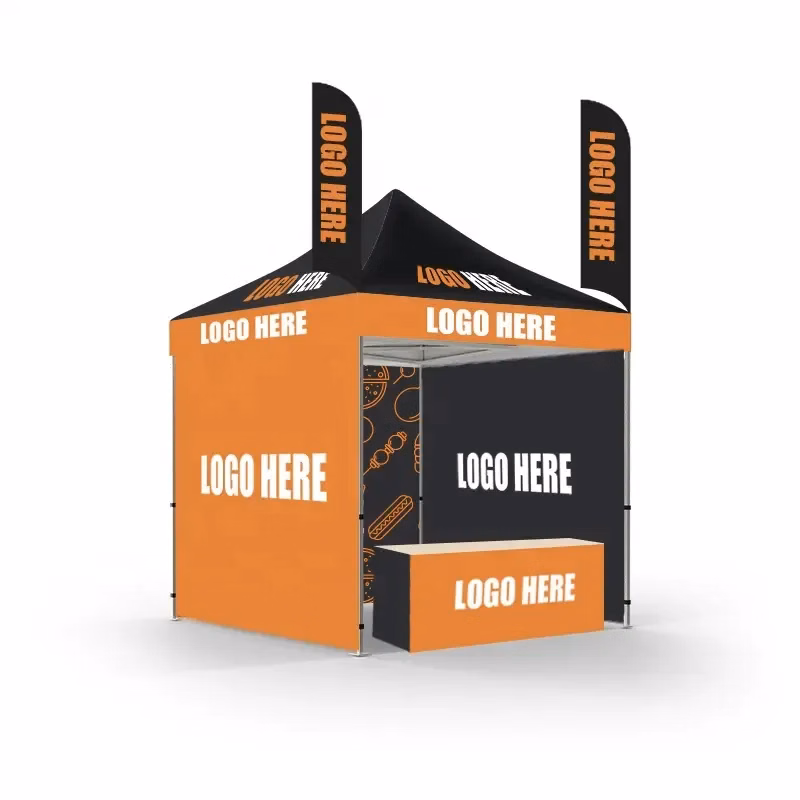 10' X 10' Tent Set with Table Cover and Feather Flags