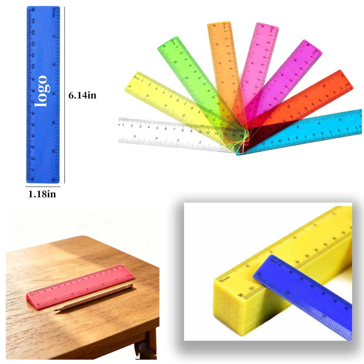 5.91 Inch Solid Color Plastic Ruler 1