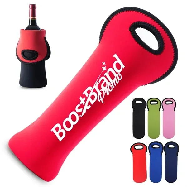 Custom Neoprene Insulated Wine Bottle Carrier with Integrated Handle — Elegant Promo 1