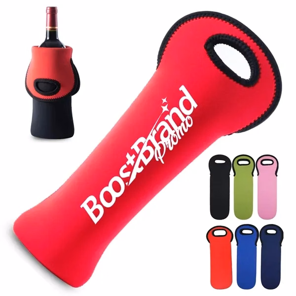 Custom Neoprene Insulated Wine Bottle Carrier with Integrated Handle — Elegant Promo