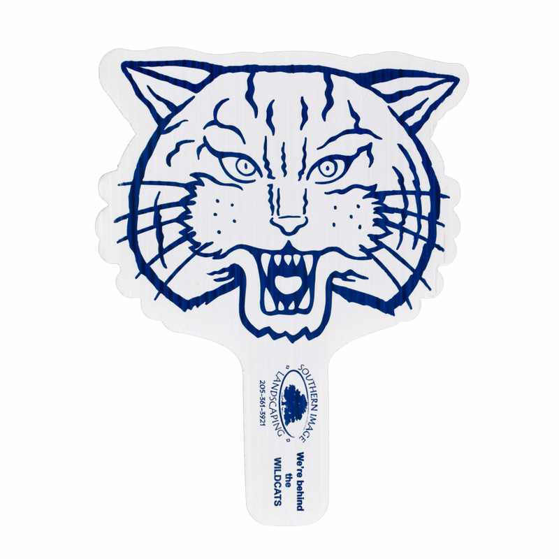 Wildcat Mascot Hand Fan, Screen Printed