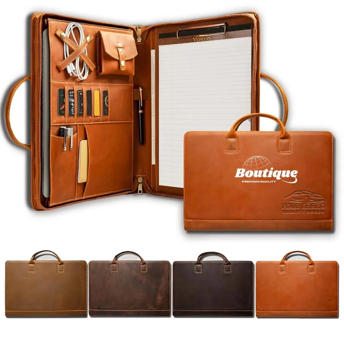 Personalised Leather Portfolio with Handle 1