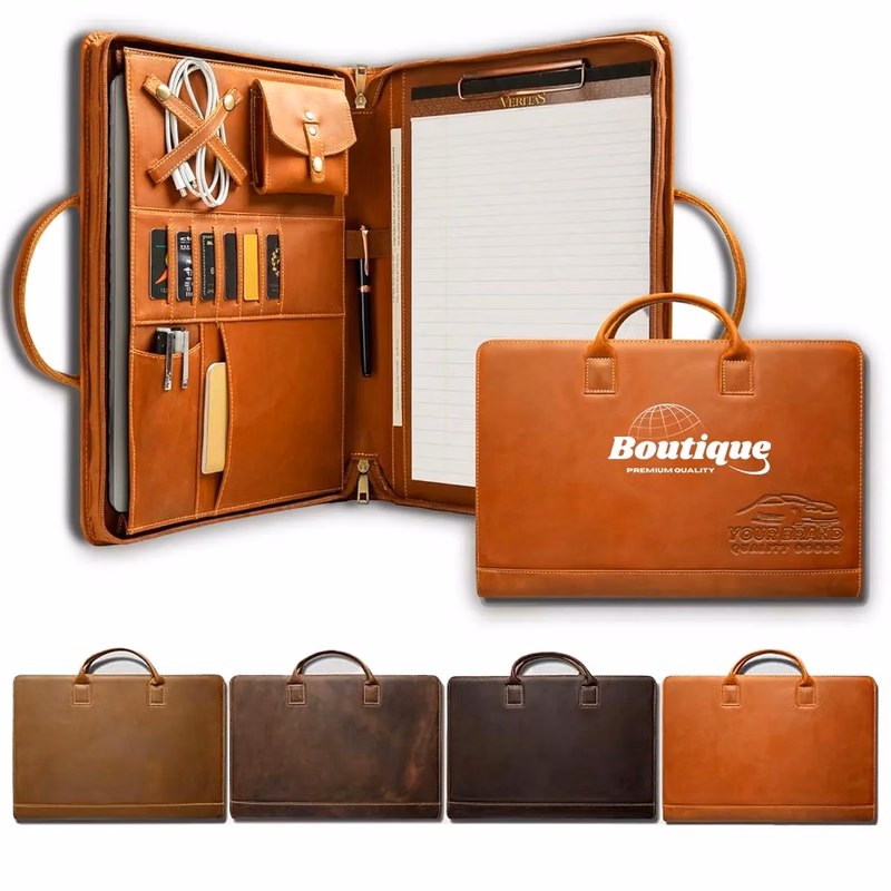 Personalised Leather Portfolio with Handle