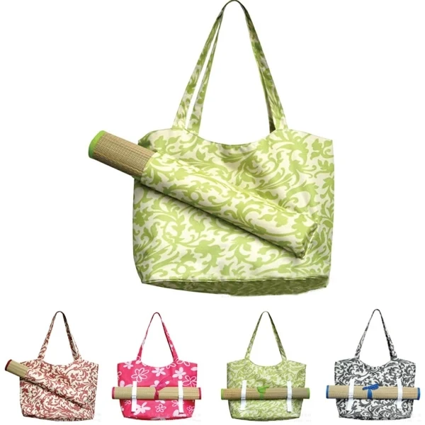 Beach Bag with Straw Mat 1