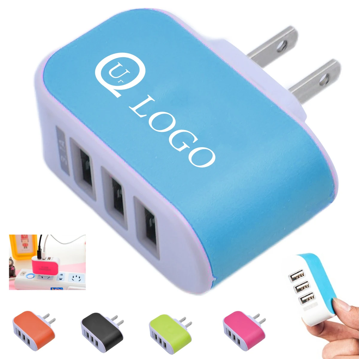 3-Port Usb Wall Plug Charging Head 1