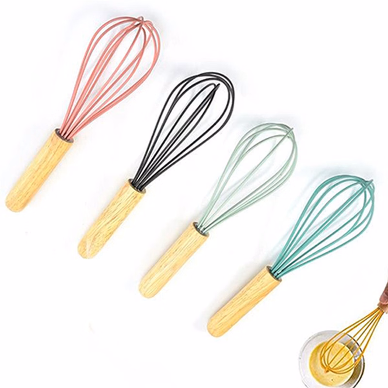 8-wire Silicone Whisk with Wooden Handle