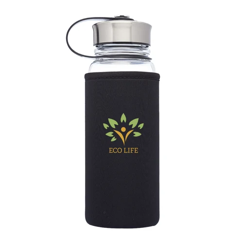Kangaroo Glass Water Bottle - Neoprene Pouch Covering, 25 1