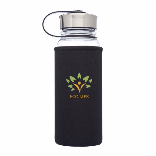 Kangaroo Glass Water Bottle - Neoprene Pouch Covering, 25