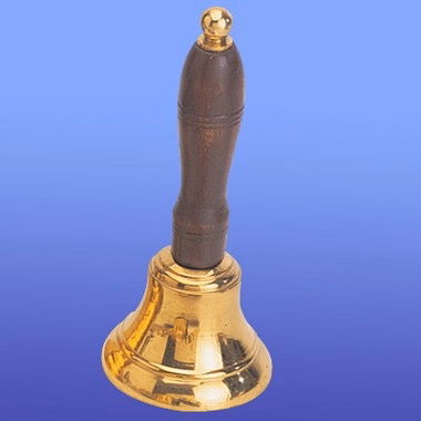 Genuine Brass School Bell with Wooden Handle