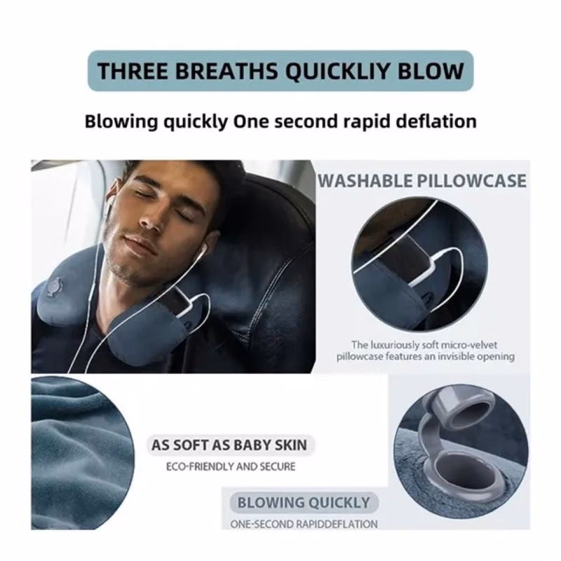 Inflatable Travel Neck Pillow for Airplane