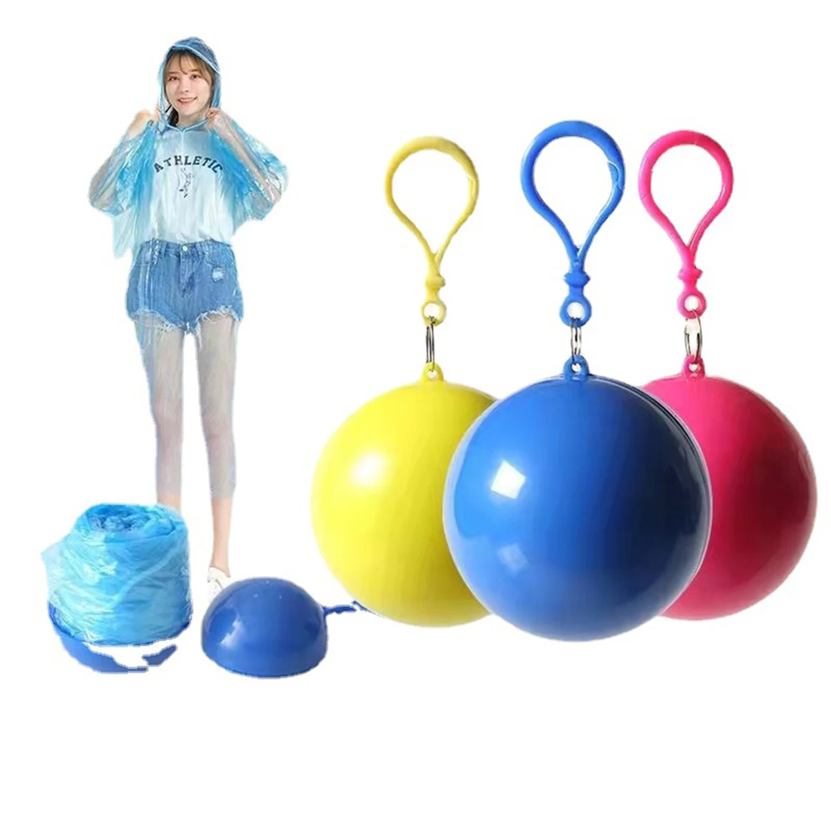 Disposable Clear Raincoat Ball With Keychain 1