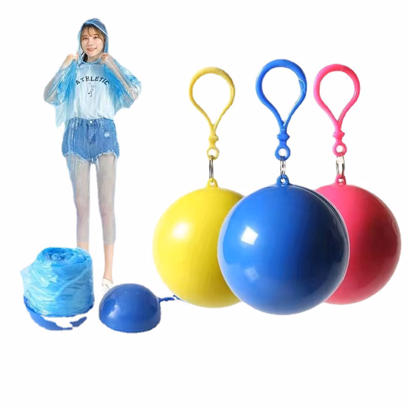 Disposable Clear Raincoat Ball With Keychain