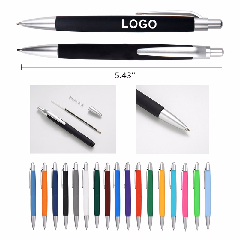 Custom Retractable 1 mm Black Ink Bright Color Ballpoint Pen