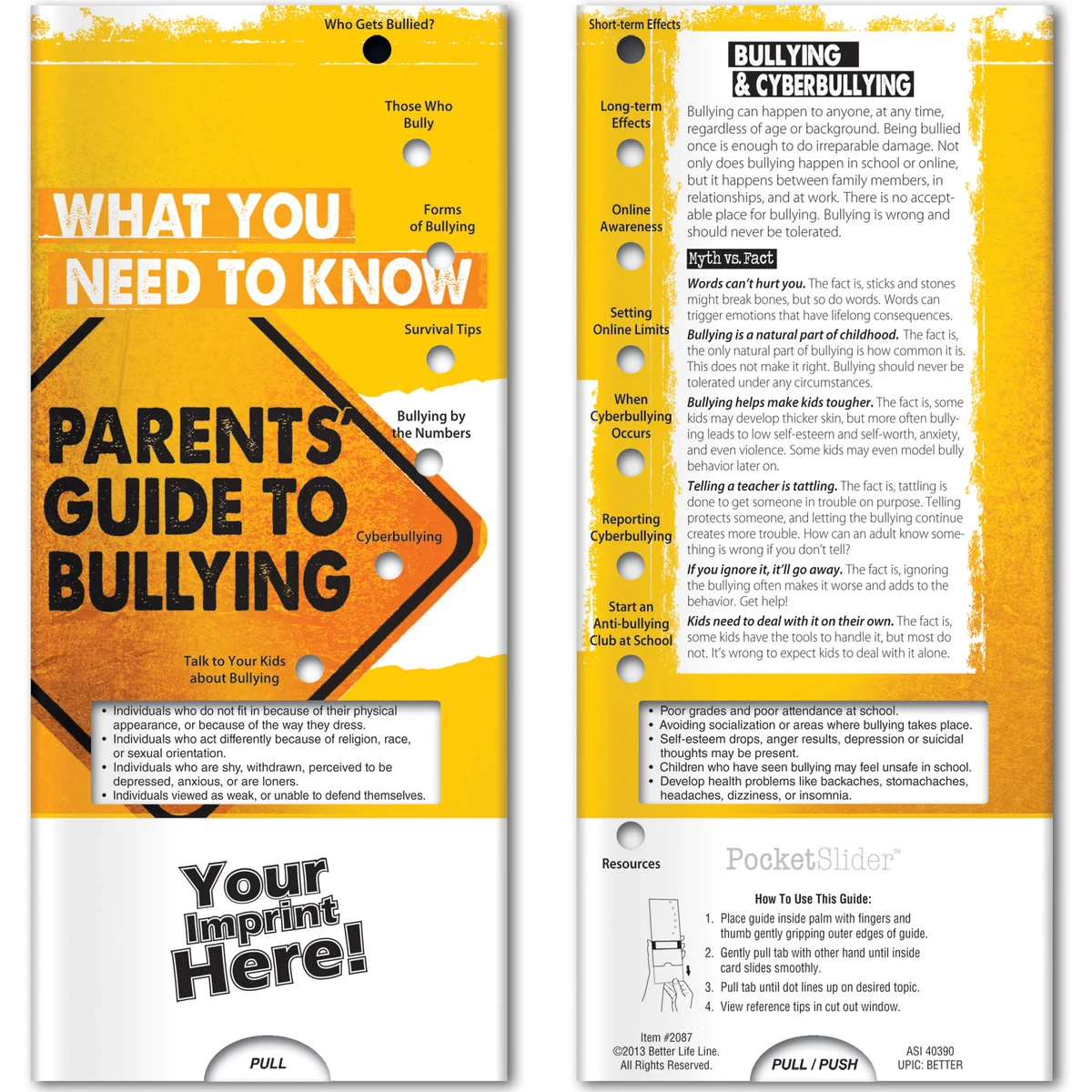 Pocket Slider - What You Need to Know: Parents' Guide to Bullying 1