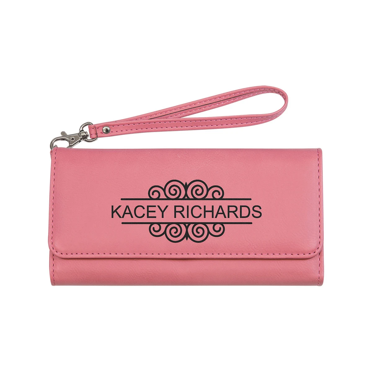 Pink Leatherette Wallet with Strap 1