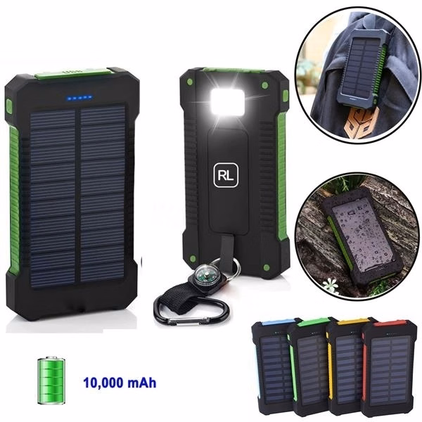 10000mAh Solar Power Bank With LED Flashlight