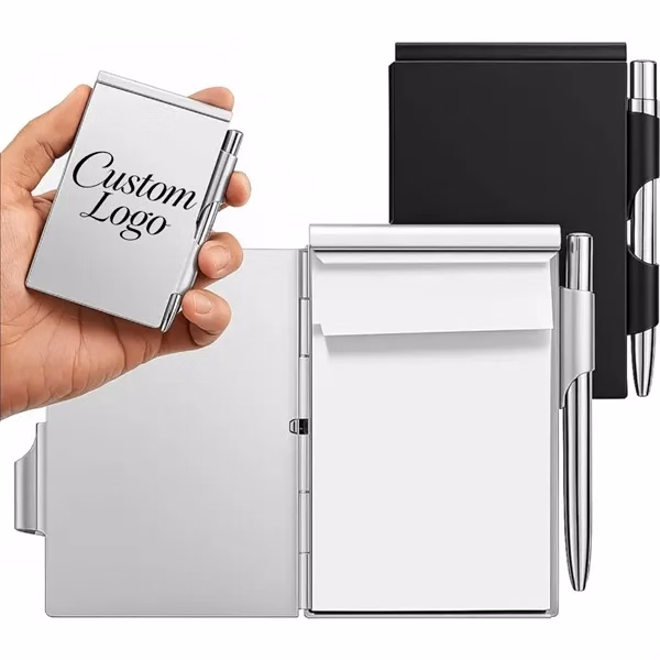 Metal Pocket Notebook With Pen And Refillable Paper for Office, School and Events