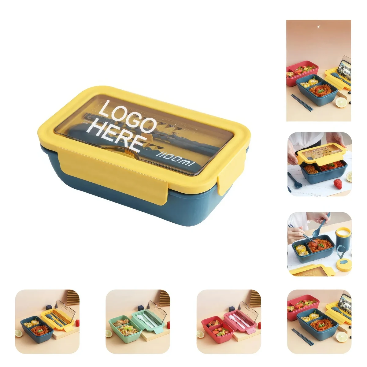 37 OZ Plastic Lunch Container with Spoon 1