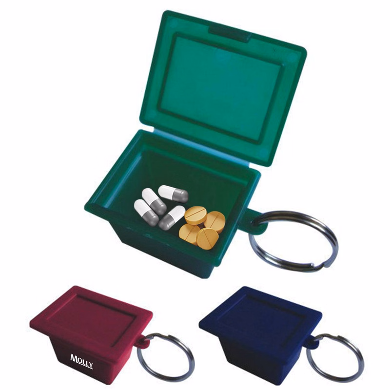 Mini Plastic Pill Box Keychain