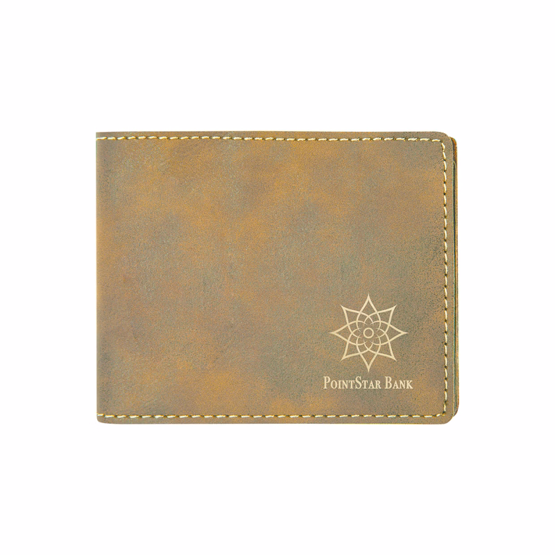 Rustic/Gold Leatherette Bifold Wallet