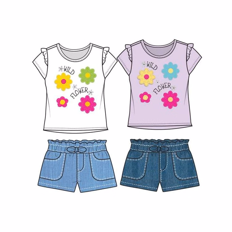 Girls' 2-Piece Denim Short Set - Assorted Sizes 4-6X