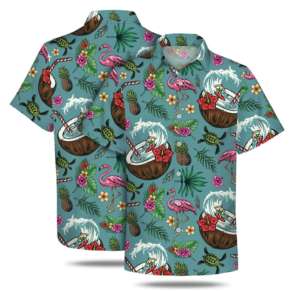 135GSM Dye Sublimated Stretch Poly Hawaiian Shirt 1
