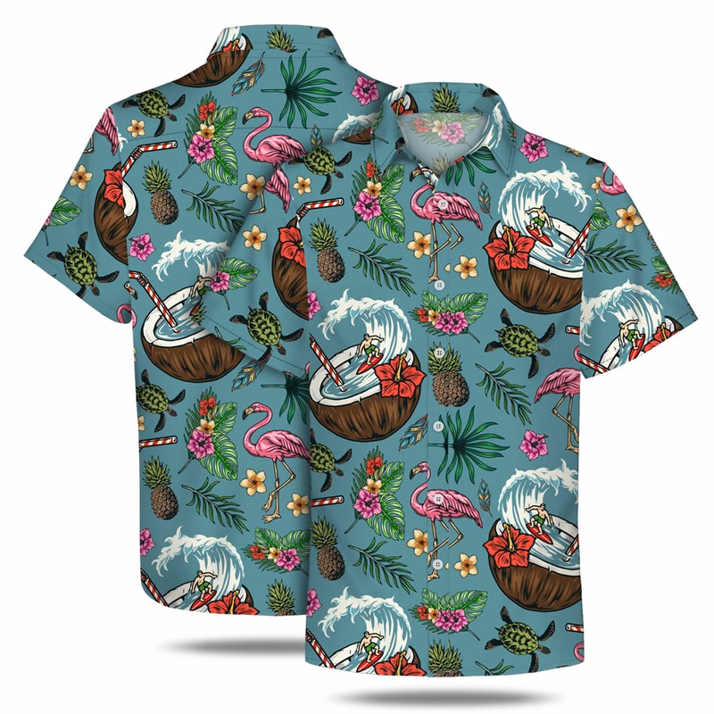 135GSM Dye Sublimated Stretch Poly Hawaiian Shirt