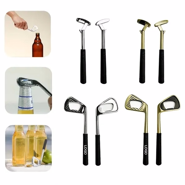 Club Shaped Beer Bottle Opener with Golf Theme