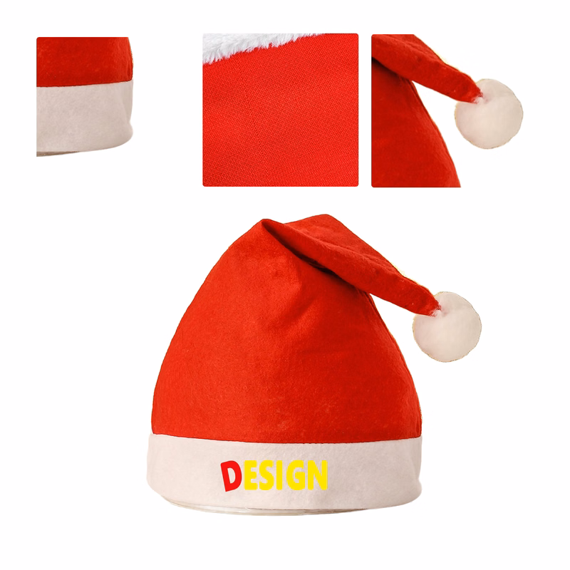 MOQ50 Personalized Children Cartoon Santa Hat Plush Trim
