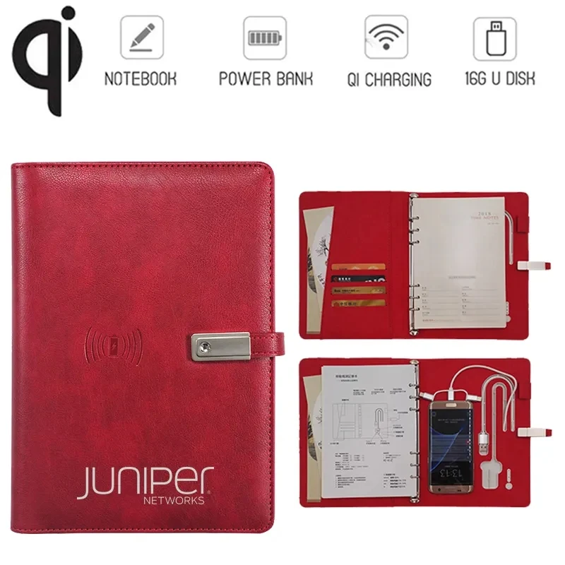 PU Leather Notebook W/ 8000mAh Wireless Charging Power Bank 1
