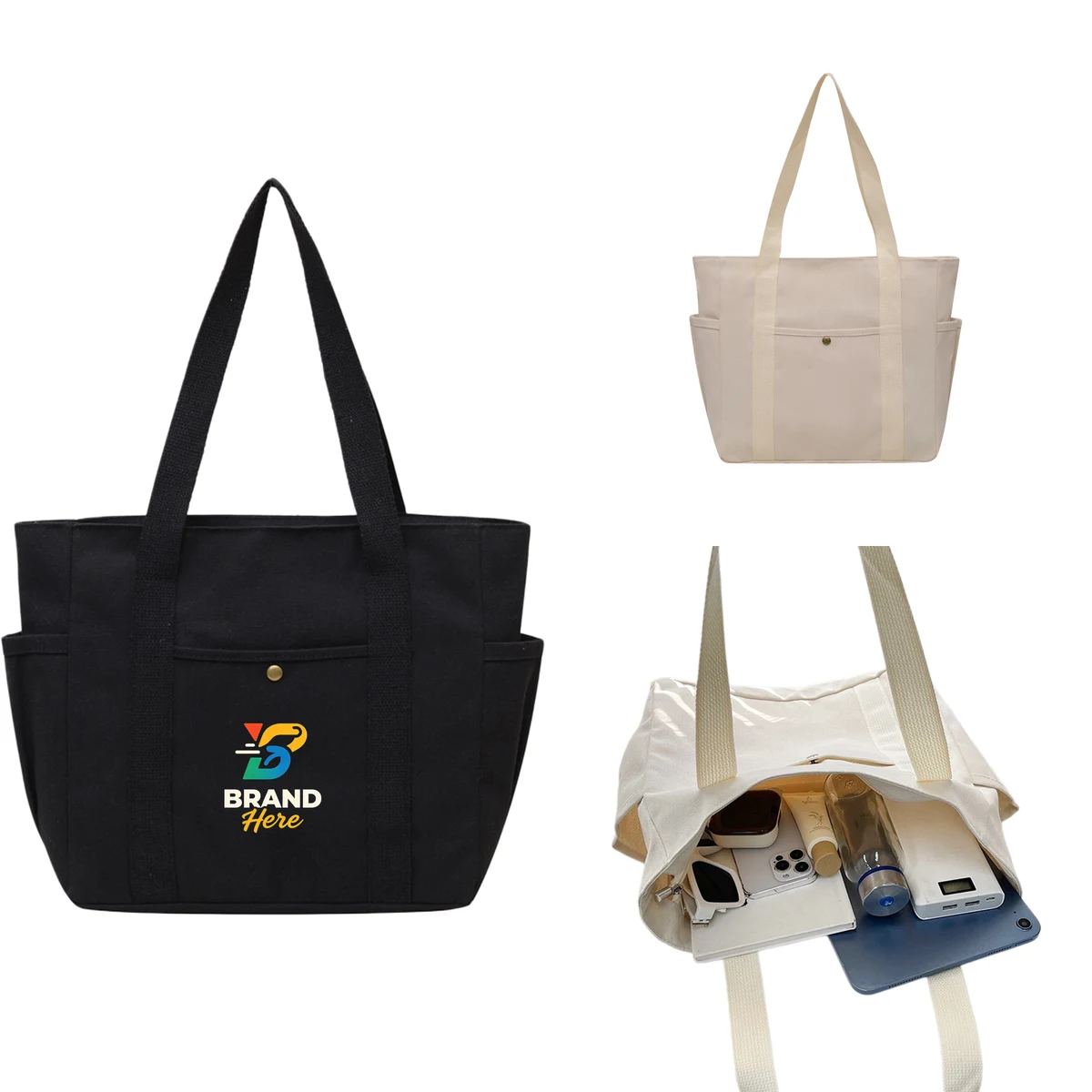 Large Canvas Carryall Tote, custom tote bag with logo imprint 1