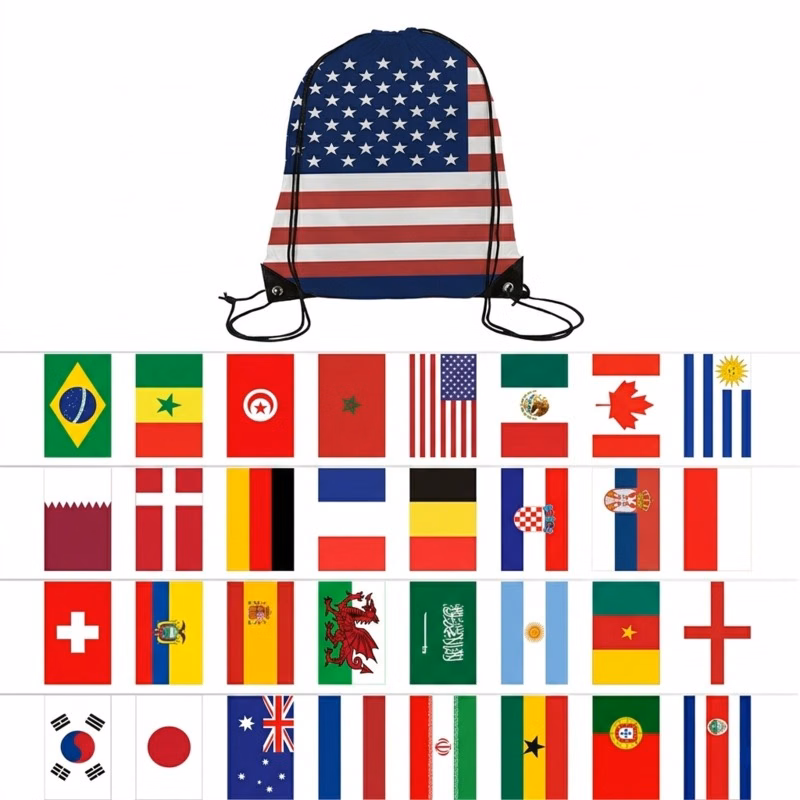 210T Polyester World Cup Drawstring Backpack