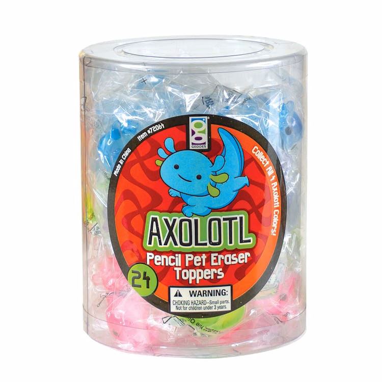 Axolotl Eraser Pencil Toppers - 4 Colors