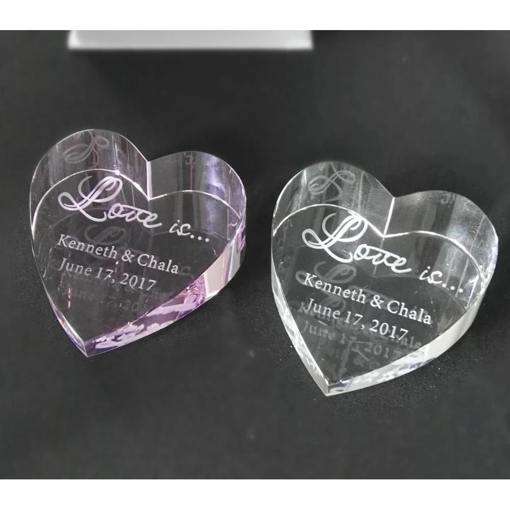 Optical Crystal Clear Heart Paperweight 1