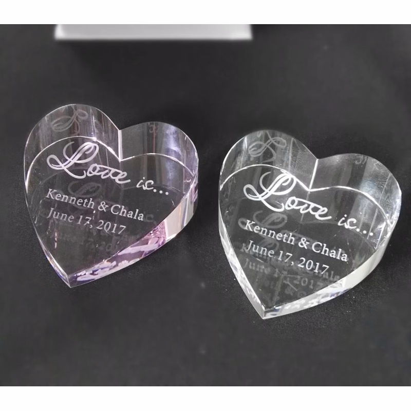 Optical Crystal Clear Heart Paperweight