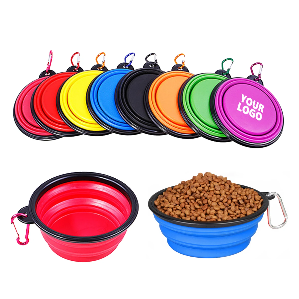 12 OZ Folding Dog Bowls with Carabiner 1