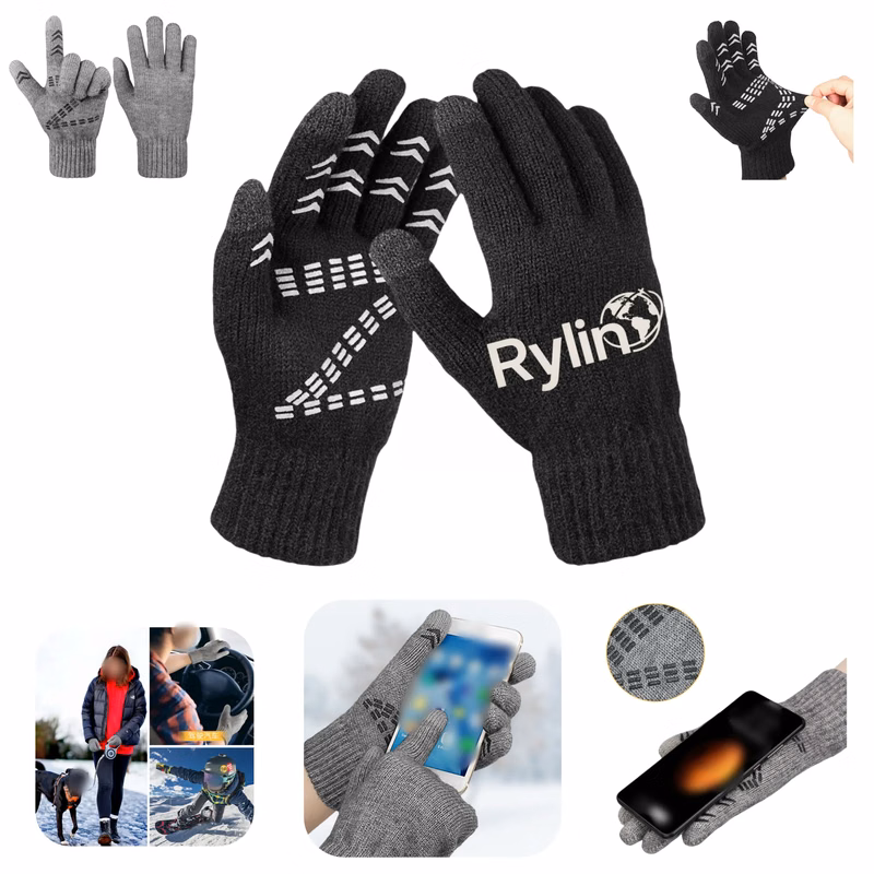 Fleece-Lined Outdoor Cycling Knitted Touchscreen Gloves"