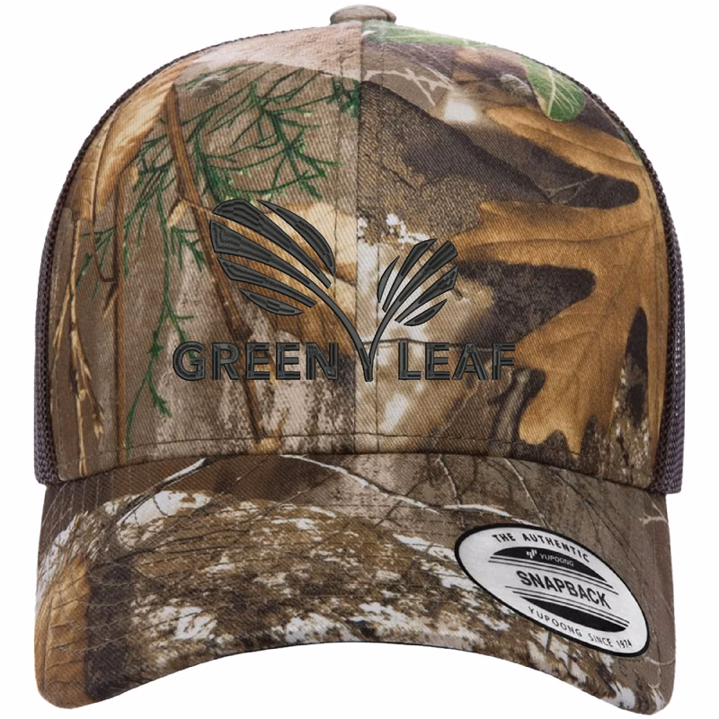 Yupoong 6606CA YP Classics Camo Retro Trucker Hat with Leatherette Patches or Embroidery