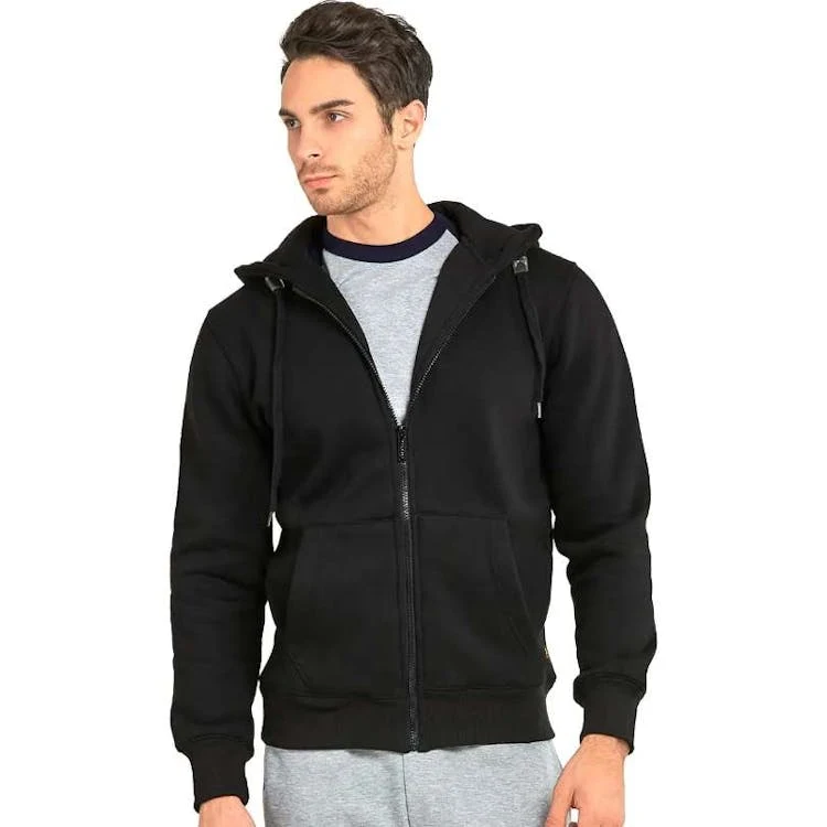 Men's Heavy Weight Zipper Hoodies Black Large 1